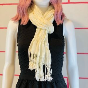 Ivory Lightweight Scarf With Fringes